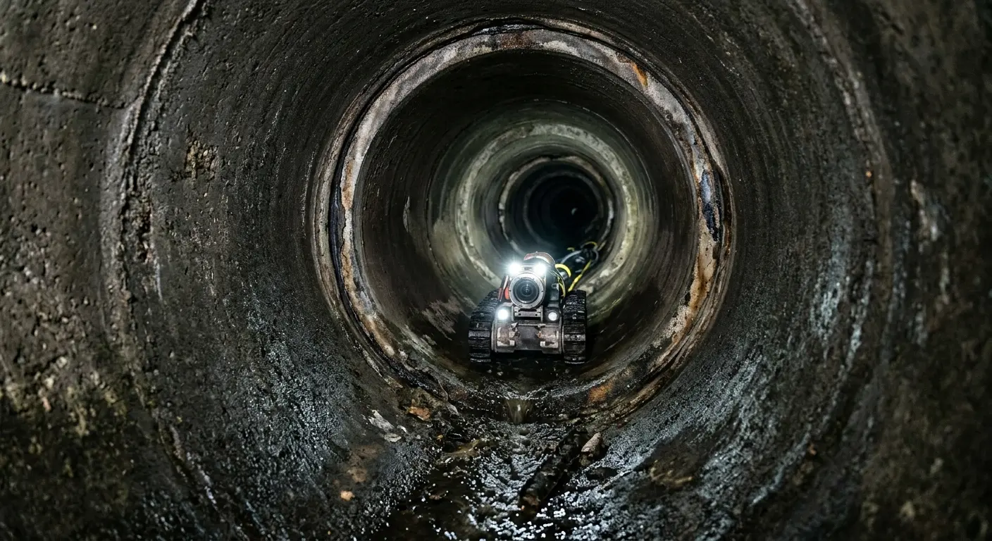 Robotic sewer camera inspecting pipe interior for Drain Snake Service in Cusseta-Chattahoochee County